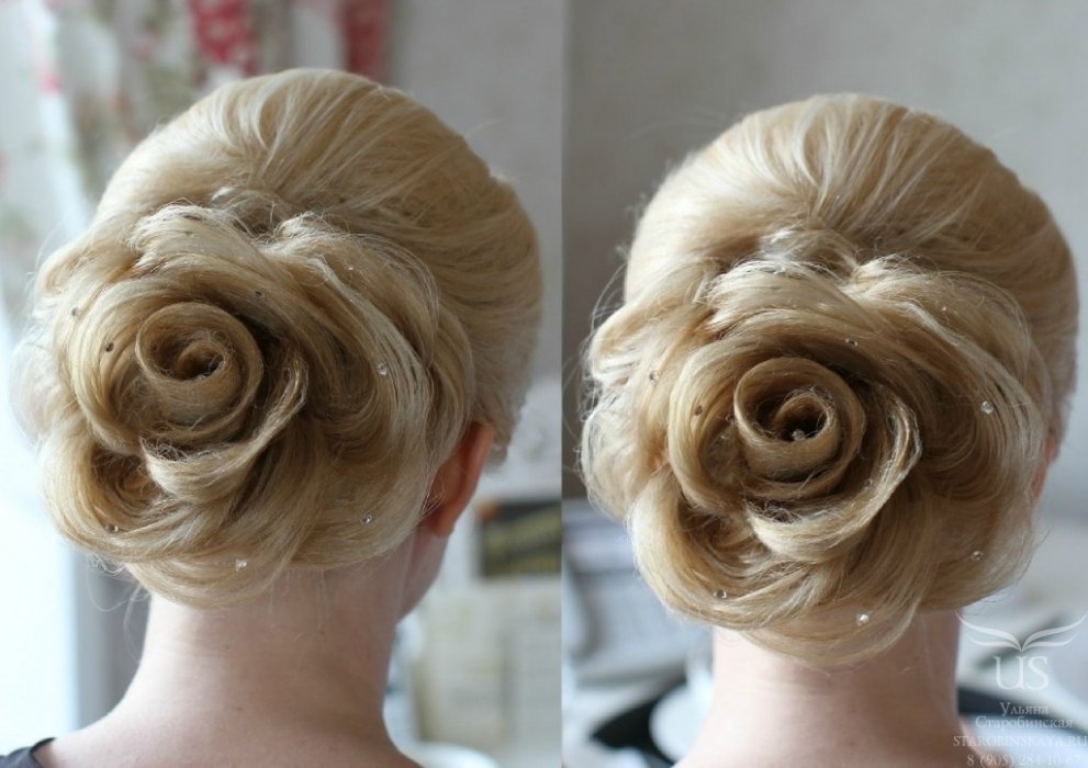 Прическа роза из волос видео