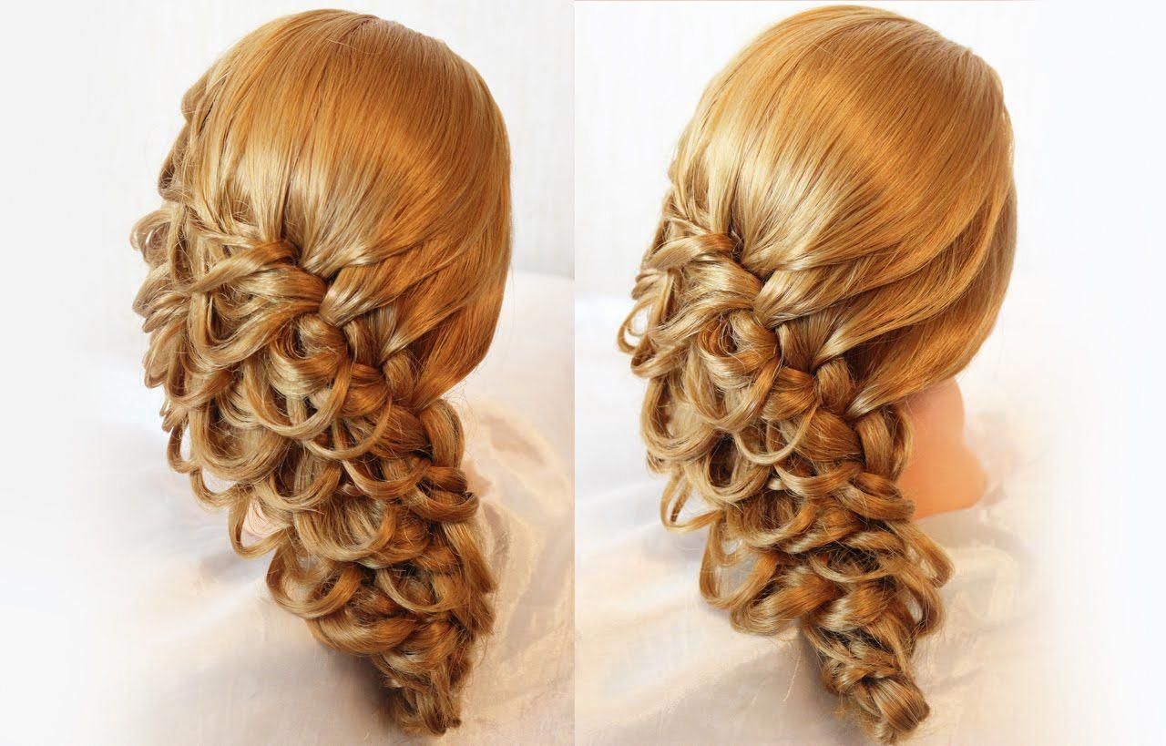 Прическа из косы на средние волосы на бок