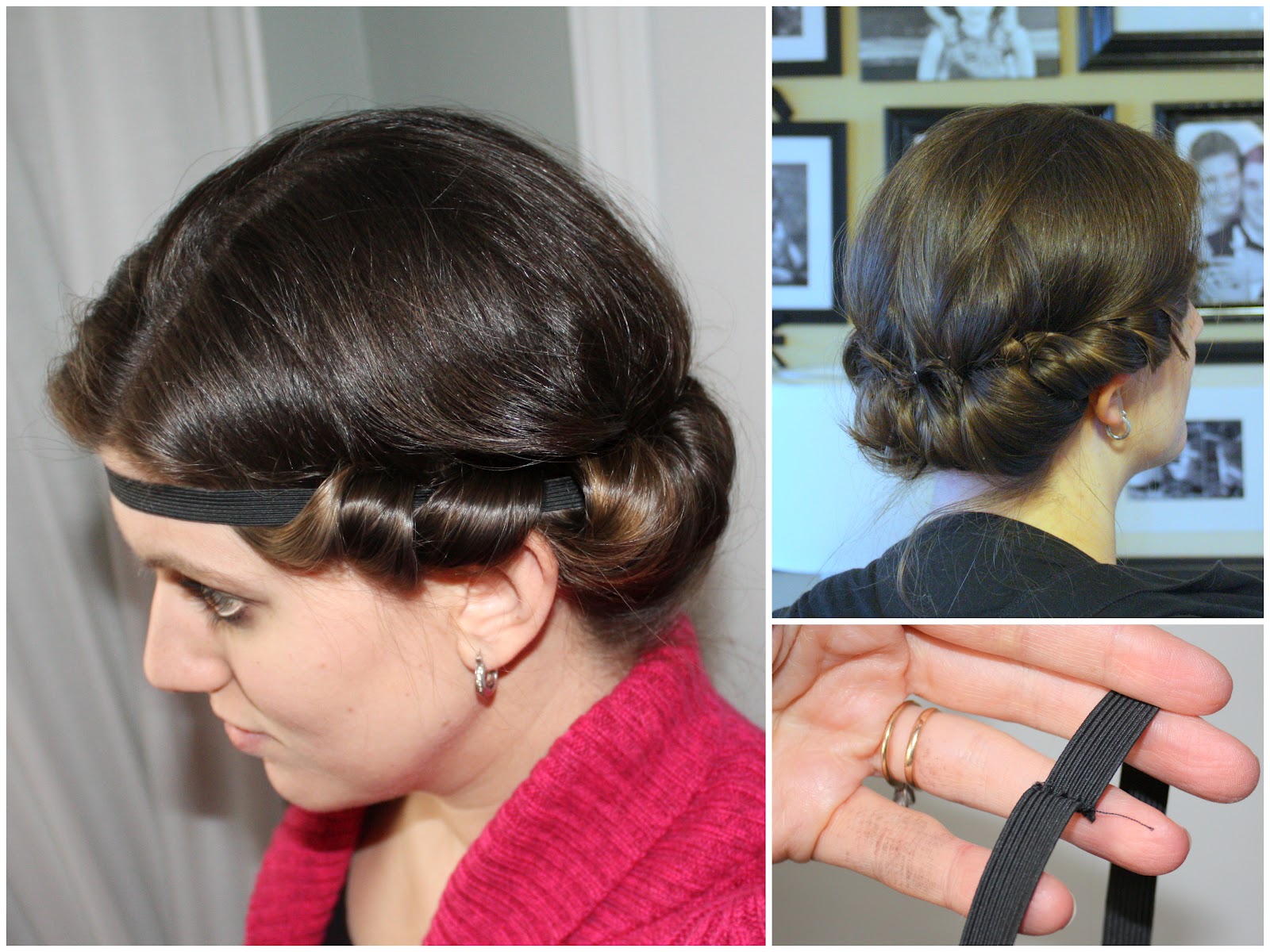 Праздничная прическа на бок с помощью ободка резинки