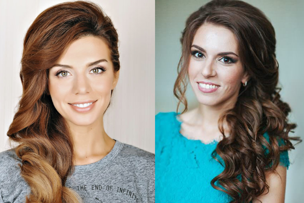 Быстрая прически на бок с локонами