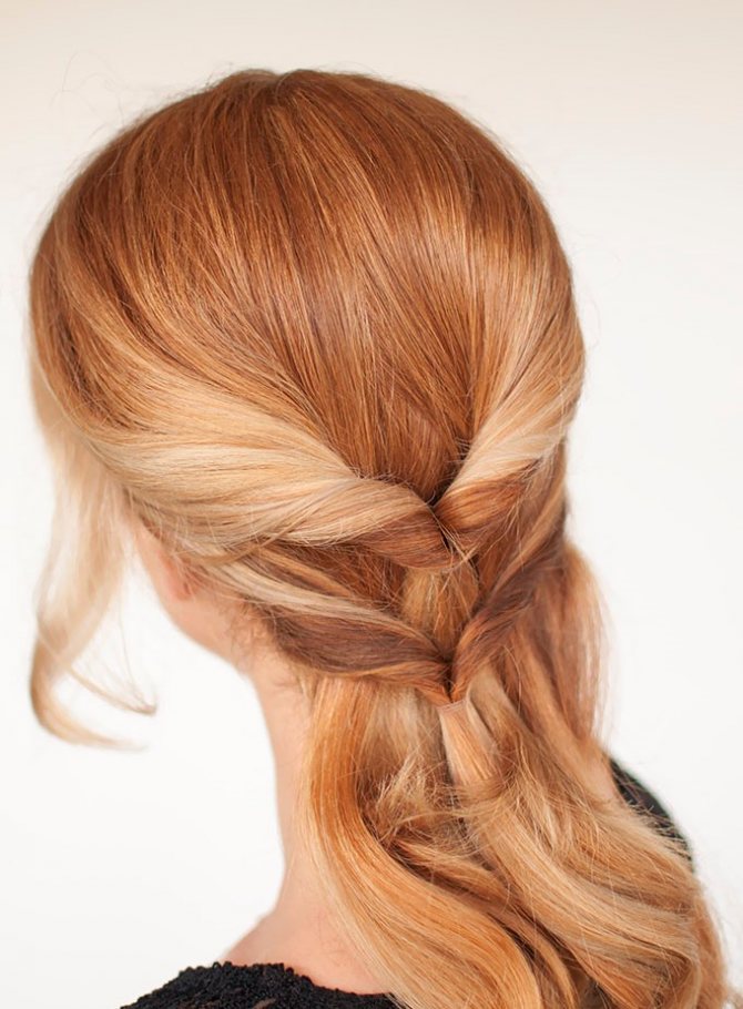 Прическа вывернутый хвост дважды