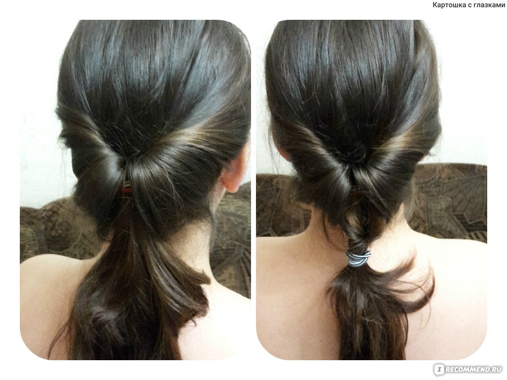 Прическа вывернутый хвост дважды