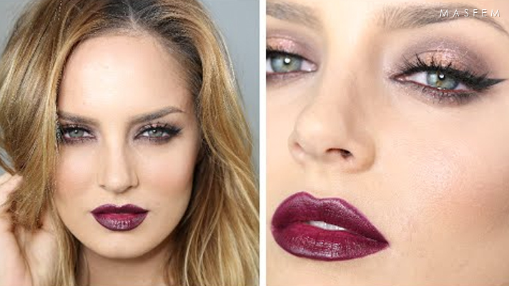 Макияж с бордовыми тенями Макияж с бордовыми тенями
