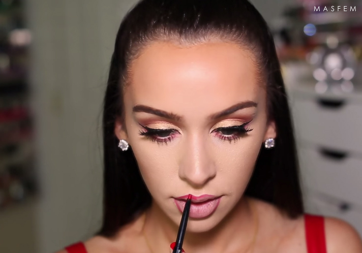 Макияж с красной помадой для брюнеток Макияж с красной помадой для брюнеток