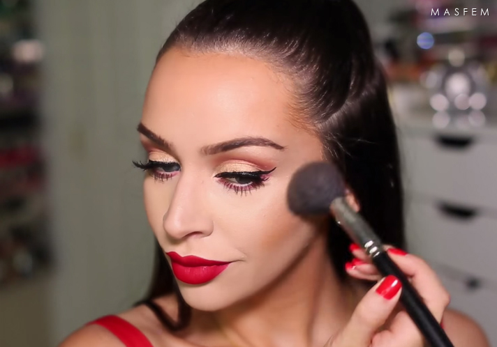 Макияж с красной помадой для брюнеток Макияж с красной помадой для брюнеток