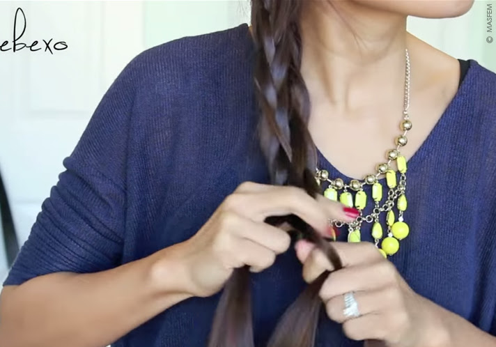 Необычная коса из 3 прядей путанная плетение видео фото