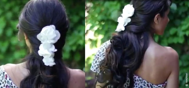 прическа с цветами волосах