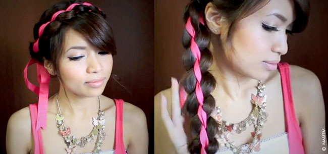 Плетение кос с лентами Плетение кос с лентами